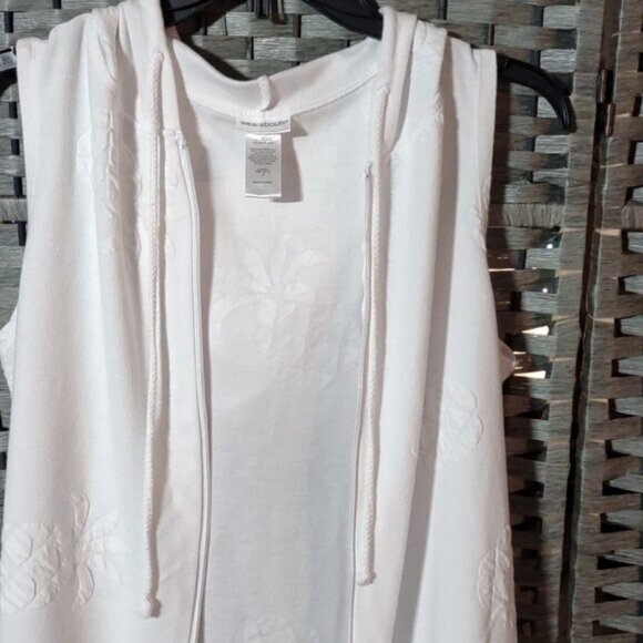 Lovely Whereabouts Swim Cover Up Hooded Sleeveless Dress White Medium zippered - Picture 15 of 16